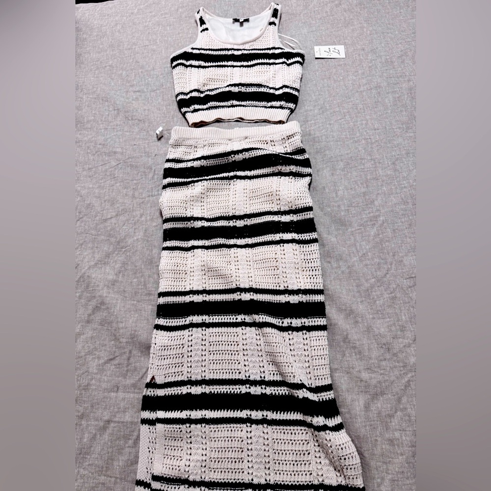 Striped Black and White Knit Dress